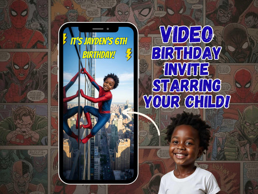 Personalized Superhero Birthday Video Invitation