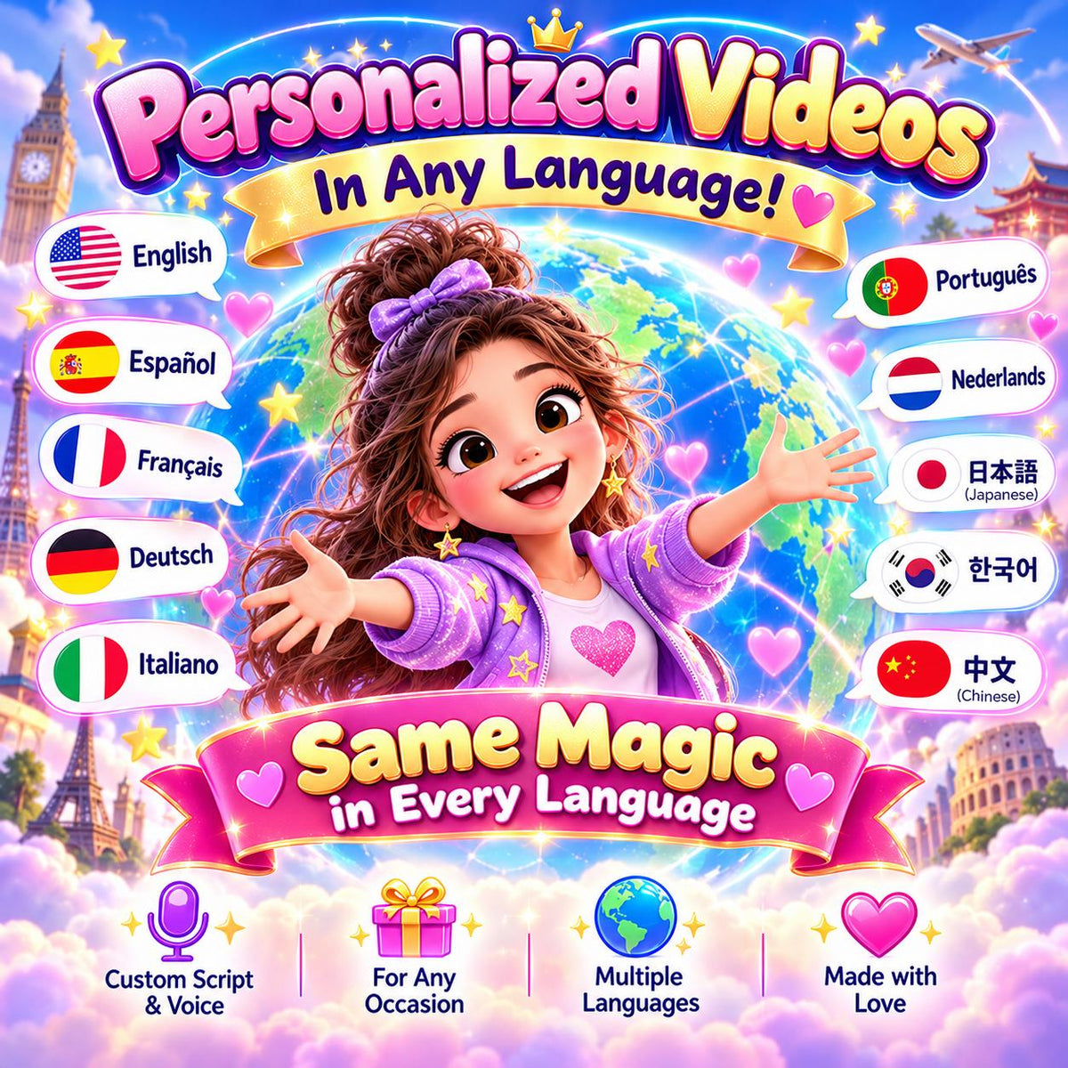 Personalized AI Birthday Video, Custom Character Message, Voice and Music