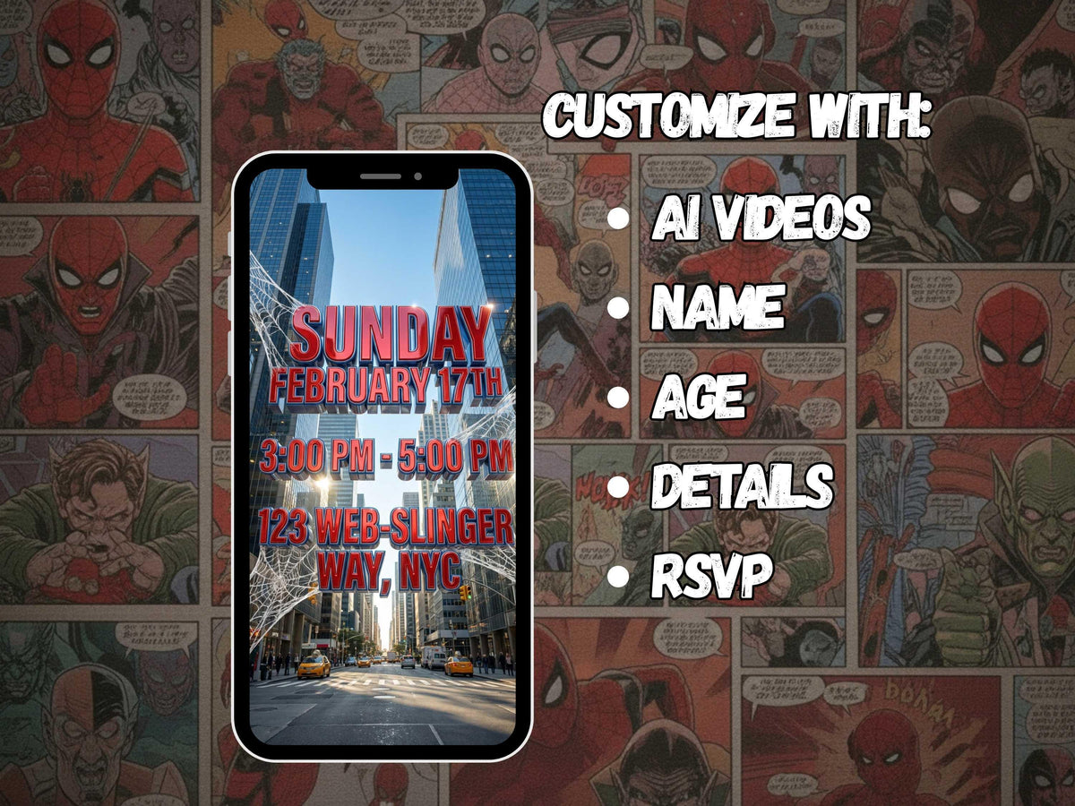 Personalized Superhero Birthday Video Invitation