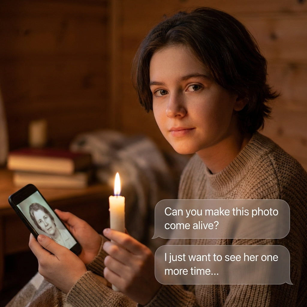 We turn your photo into a lifelike video, so you can feel their presence again.