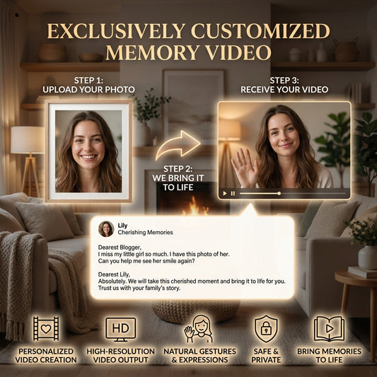 We turn your photo into a lifelike video, so you can feel their presence again.